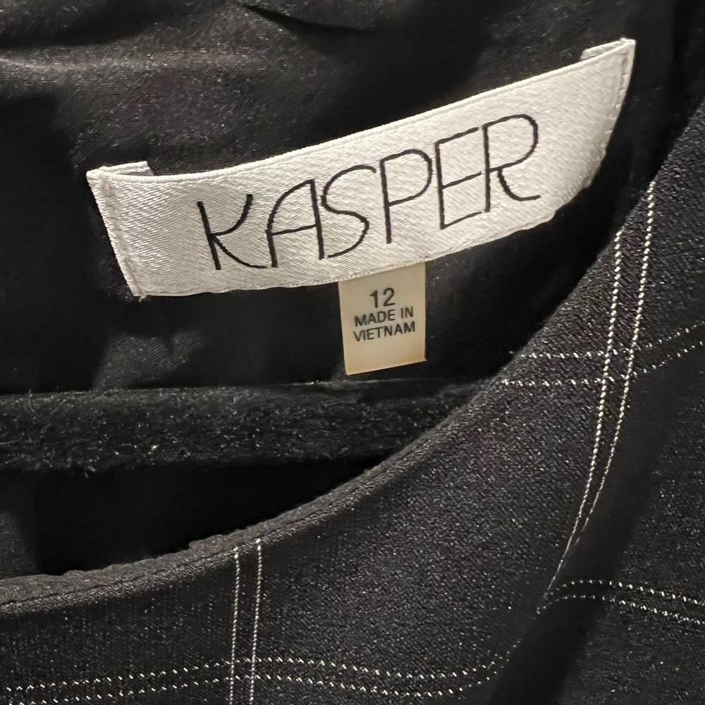 Kasper Black Dress with Light Gray Windowpane Check - Picture 2 of 3